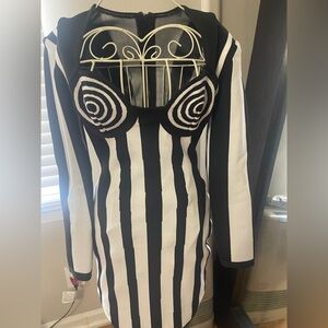 Stylish Black and White Striped Dress